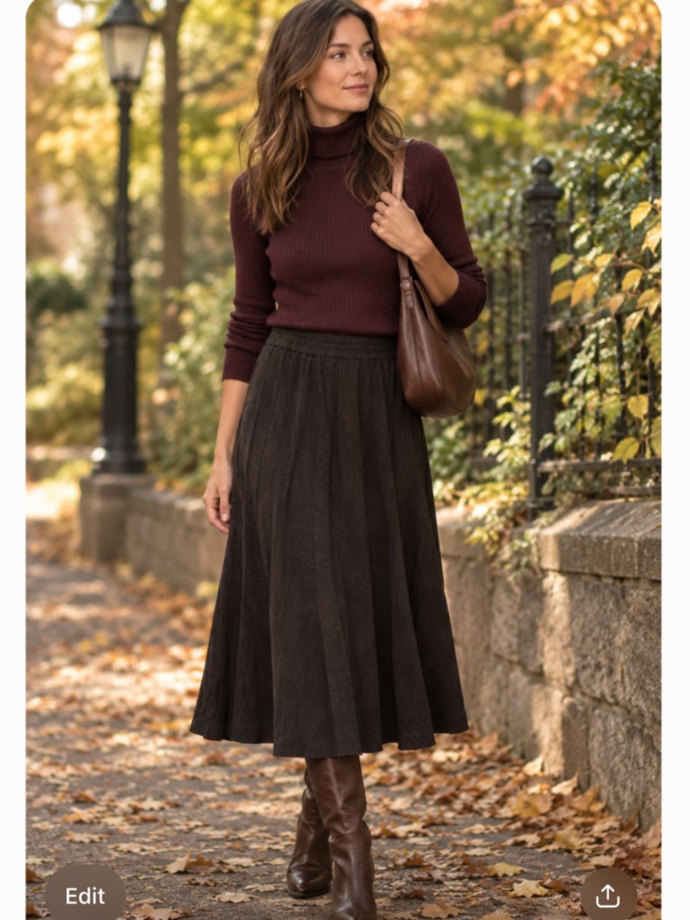 Peruvian Connection Chocolate Brown Midi Skirt Fall Basic